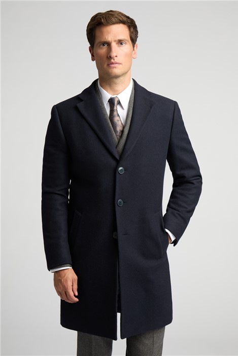 Alexandre Cashmere Blend Navy Blue Overcoat
