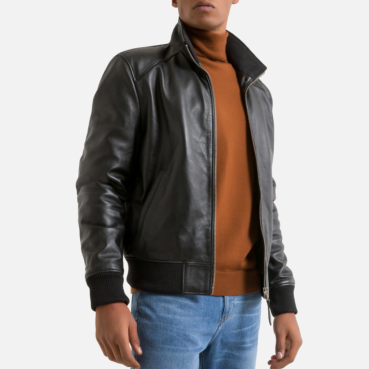 Leather High Neck Jacket