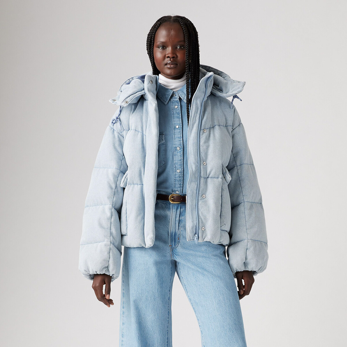 Denim Hooded Padded Jacket