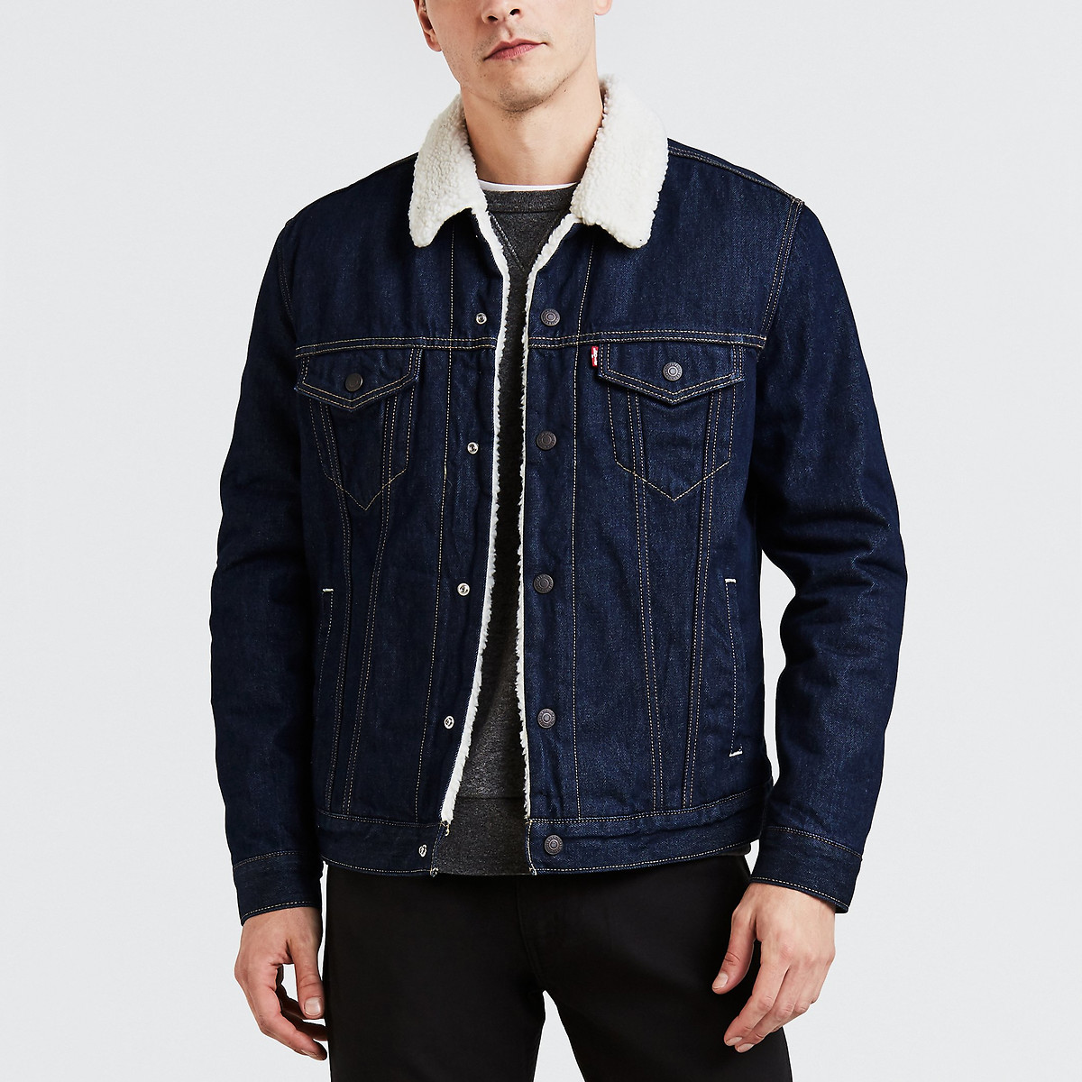 Denim Trucker Jacket with Sherpa Lining