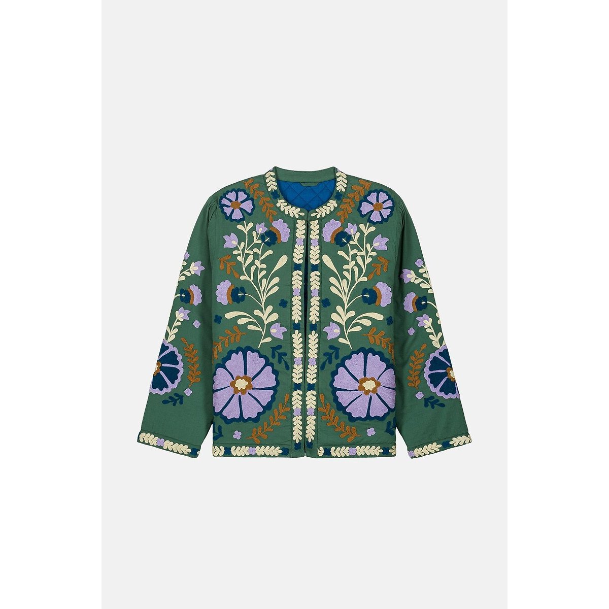 Embroidered Jacket, Round Collar, Long Sleeves, NELIE