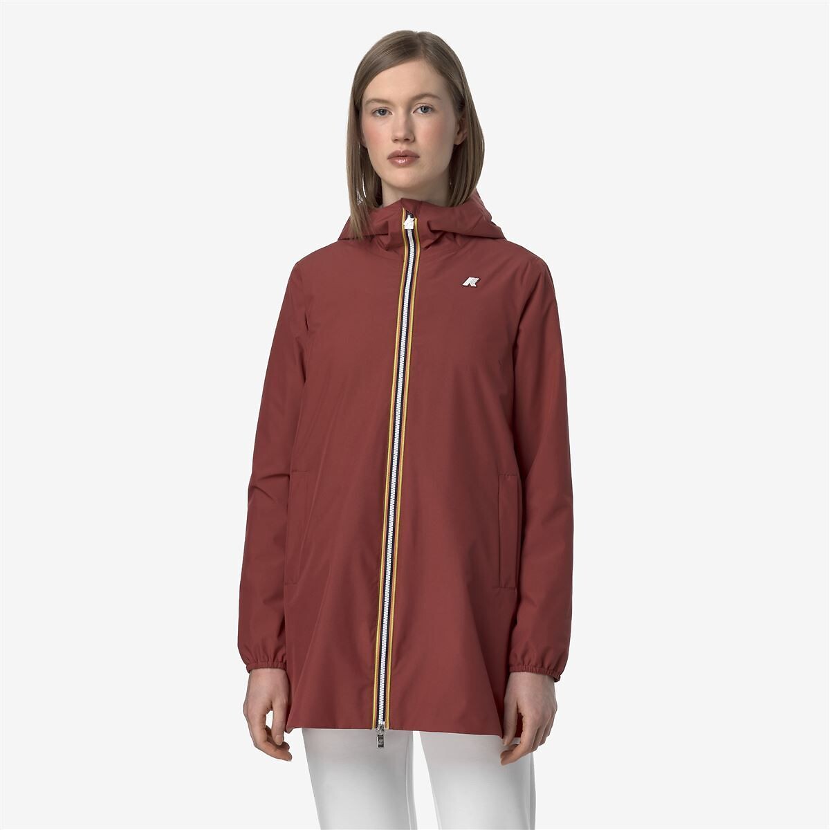 Mid-Length Windbreaker with Zip-Up Fastening