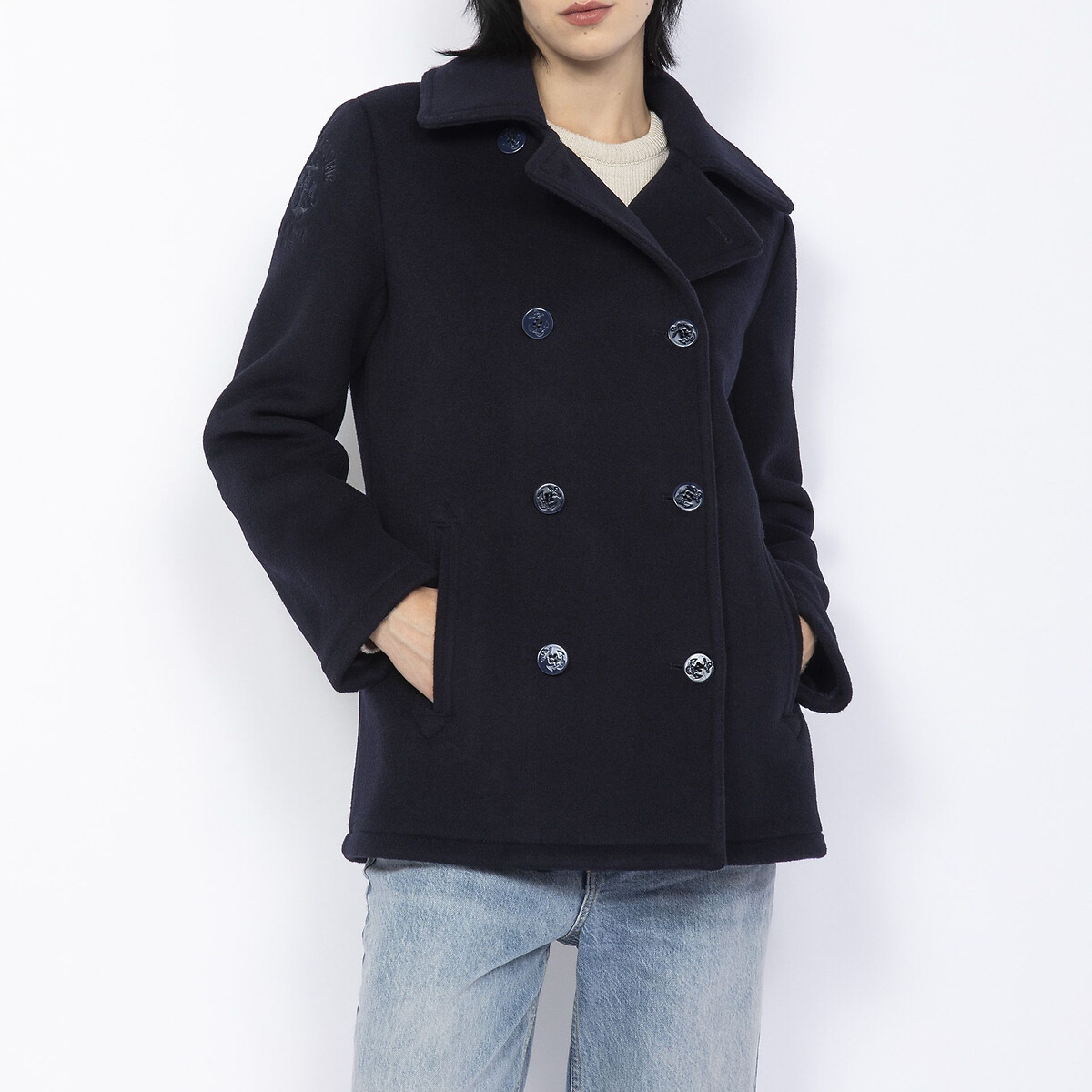 Wool Mix Short Pea Coat