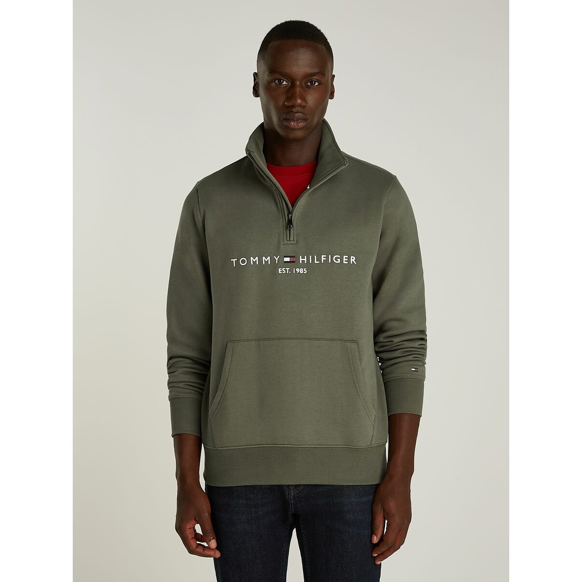 Tommy Logo Sweatshirt with Half Zip