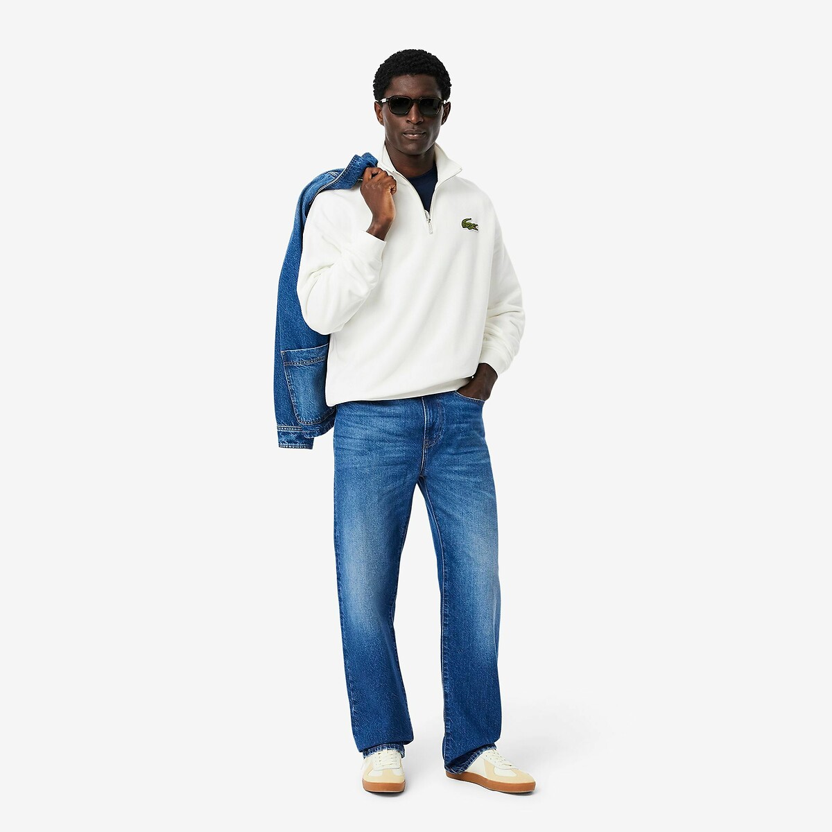 Loose Fit Sweatshirt with Half Zip