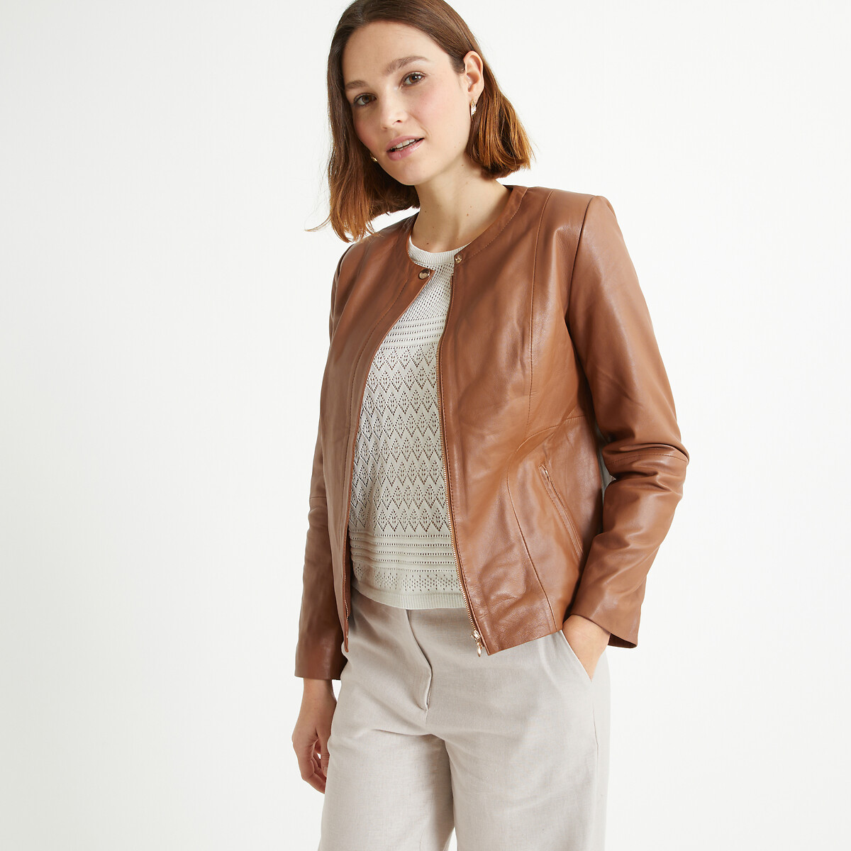 Leather Cropped Jacket