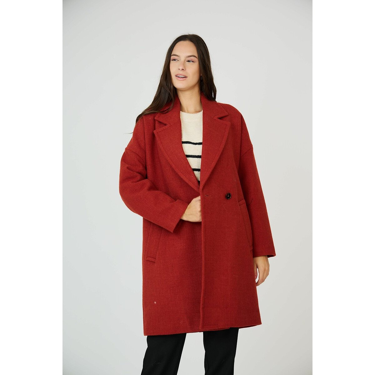 Mid-Length Coat with Tailored Collar