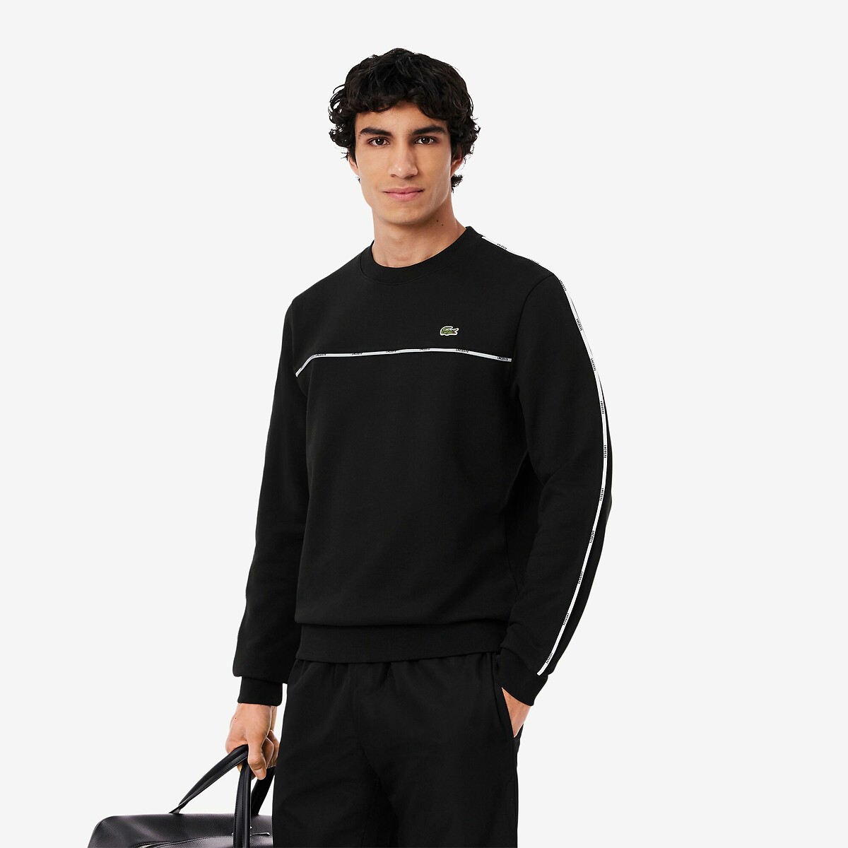 Round Neck Sweatshirt with Lacoste Piping