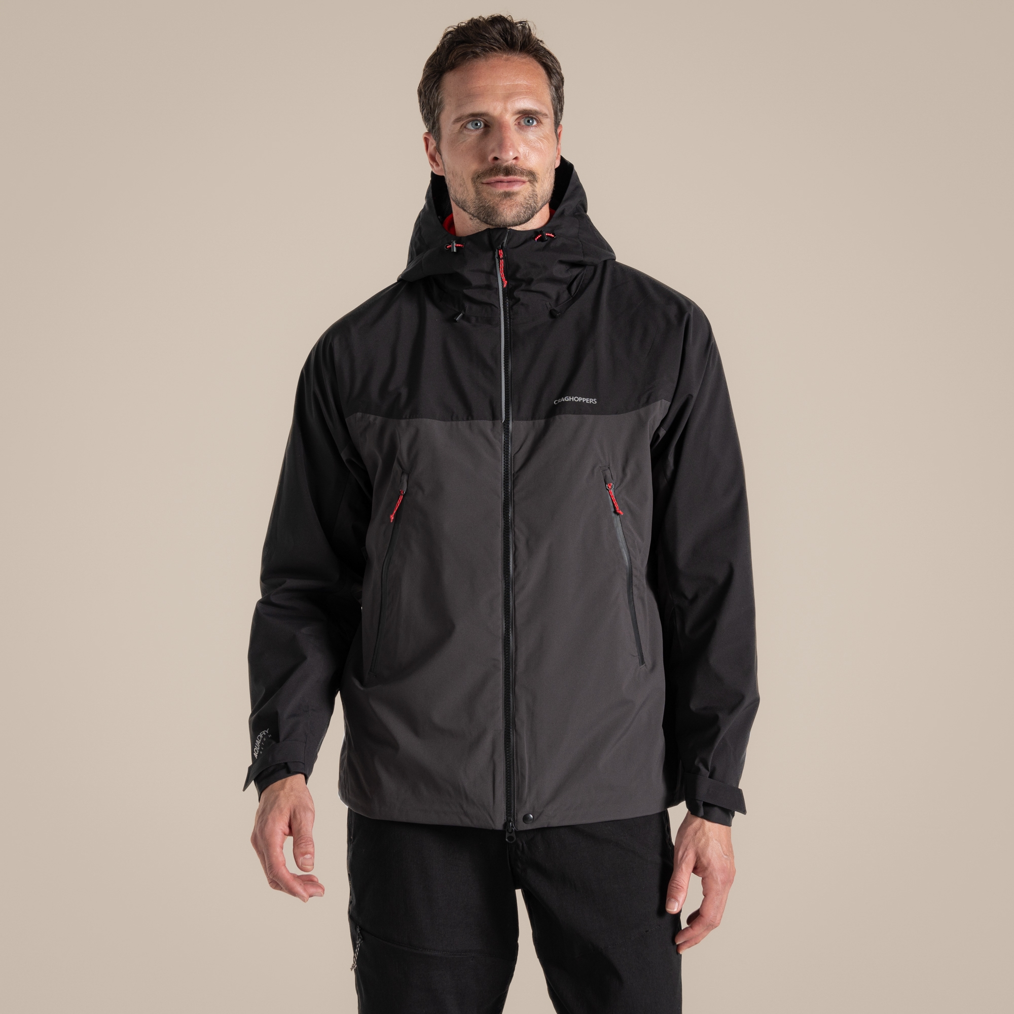 Craghoppers Men's Diggory Stretch Waterproof Jacket Black / Black Pepper
