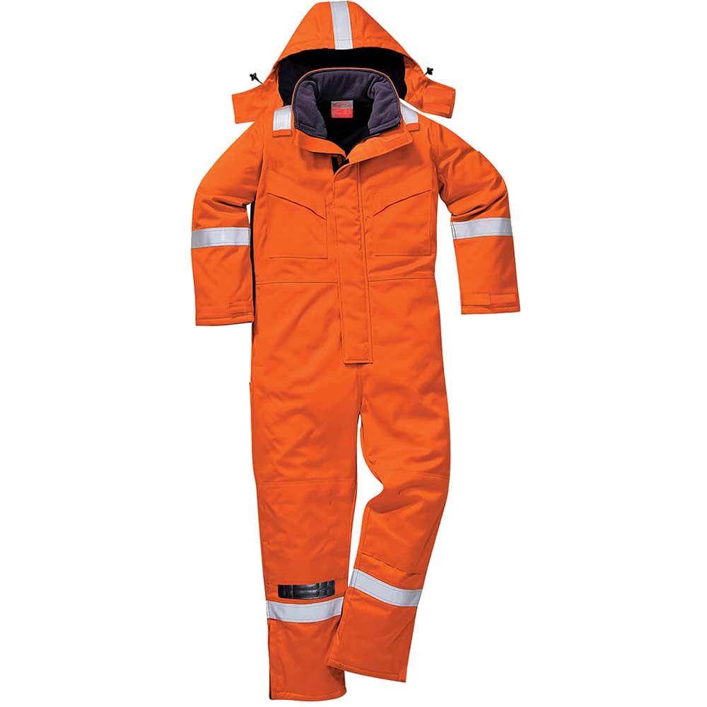 BizFlame Mens Flame Resistant Antistatic Winter Overall Orange 2XL 32"