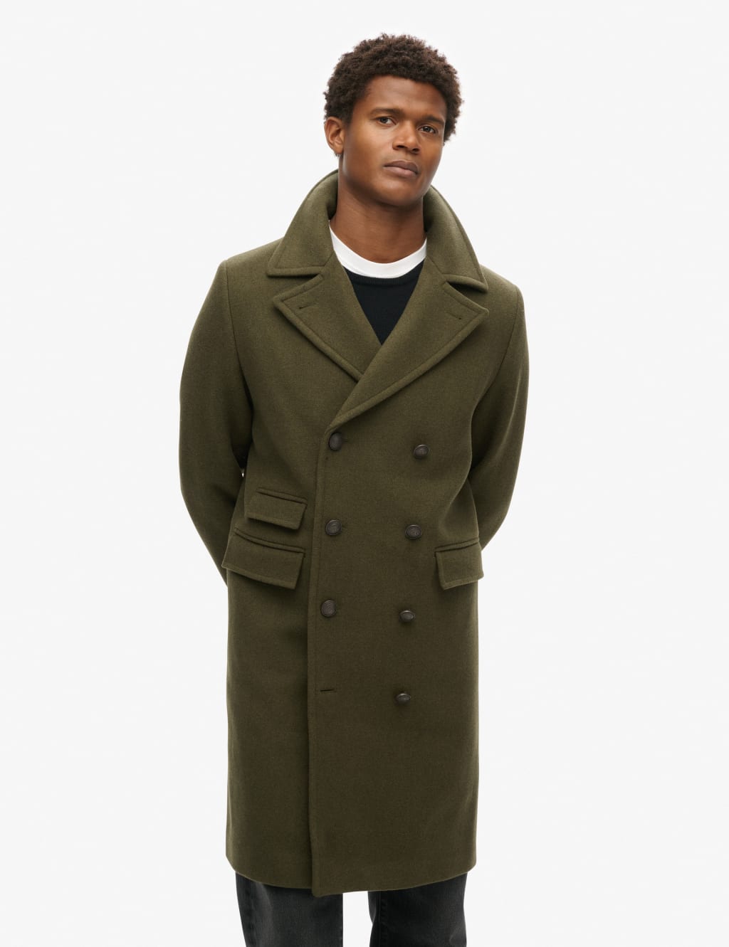 Superdry Male Wool Rich Double Breasted Trench Coat - XXL - Green, Green