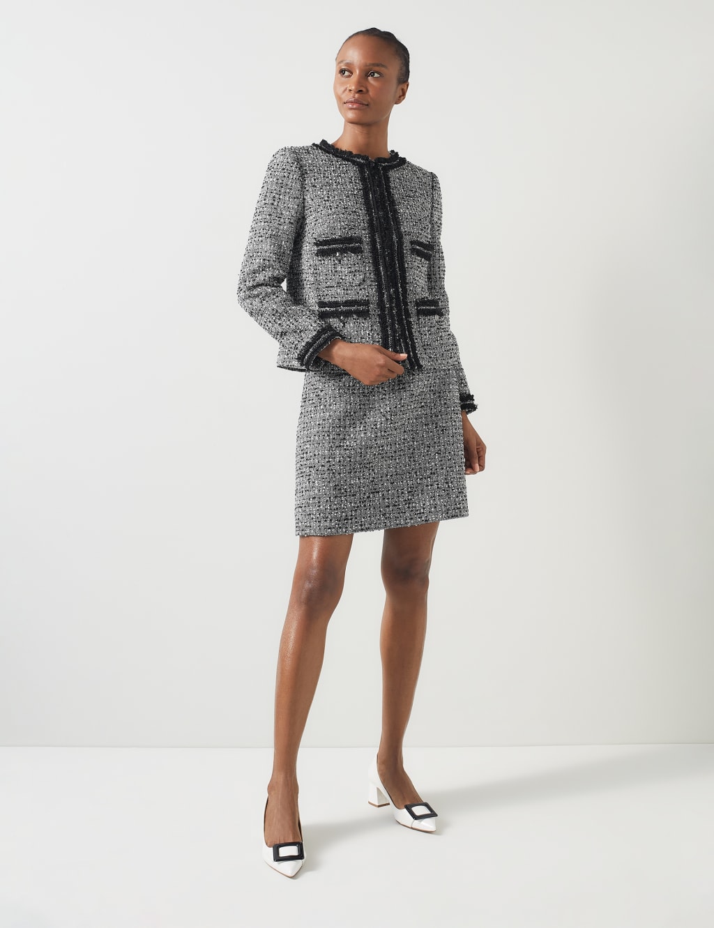 Lk Bennett Female Tweed Textured Short Jacket - 10 - Multi, Multi