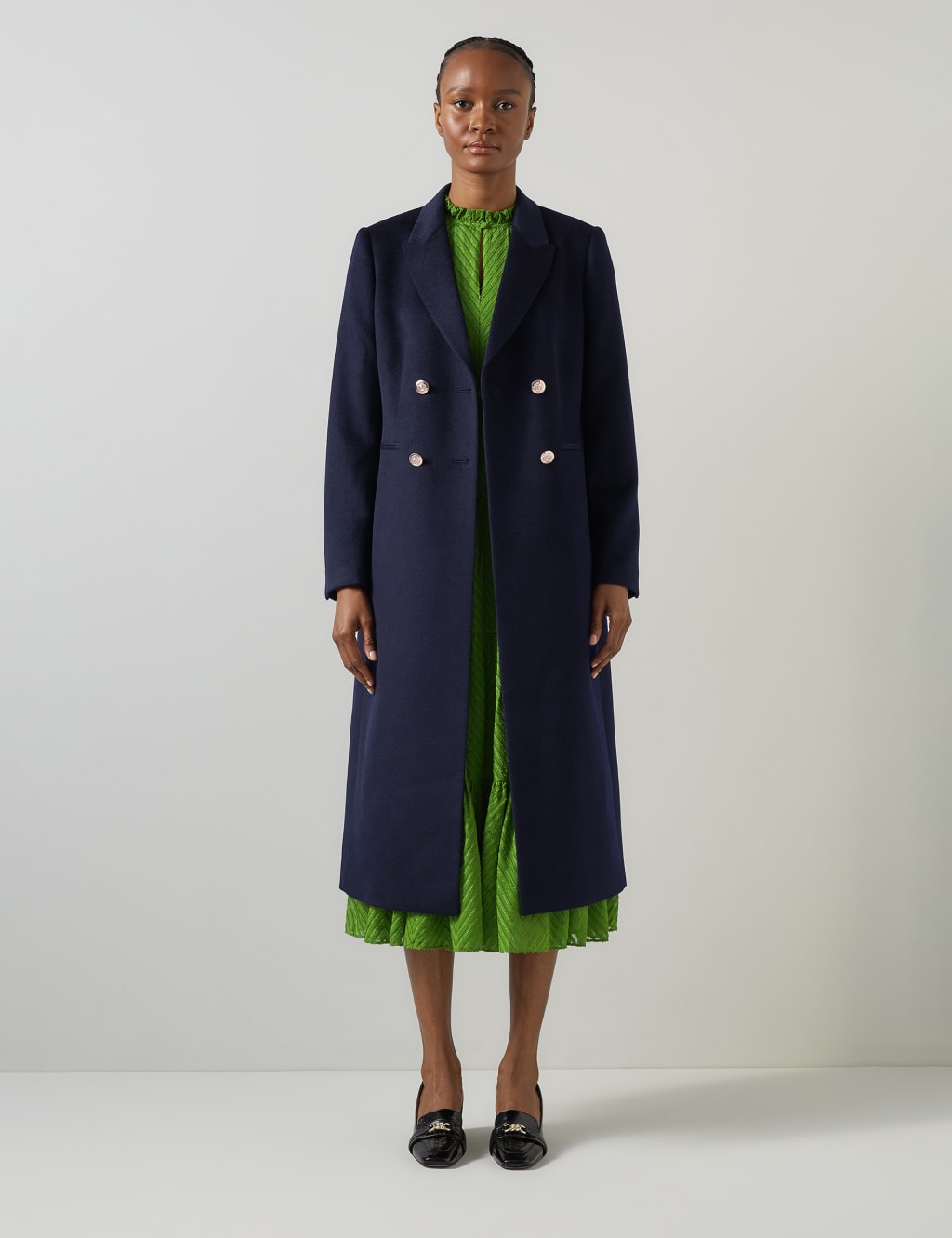 Lk Bennett Female Pure Wool Double Breasted Coat - 20REG - Blue Mix, Blue Mix