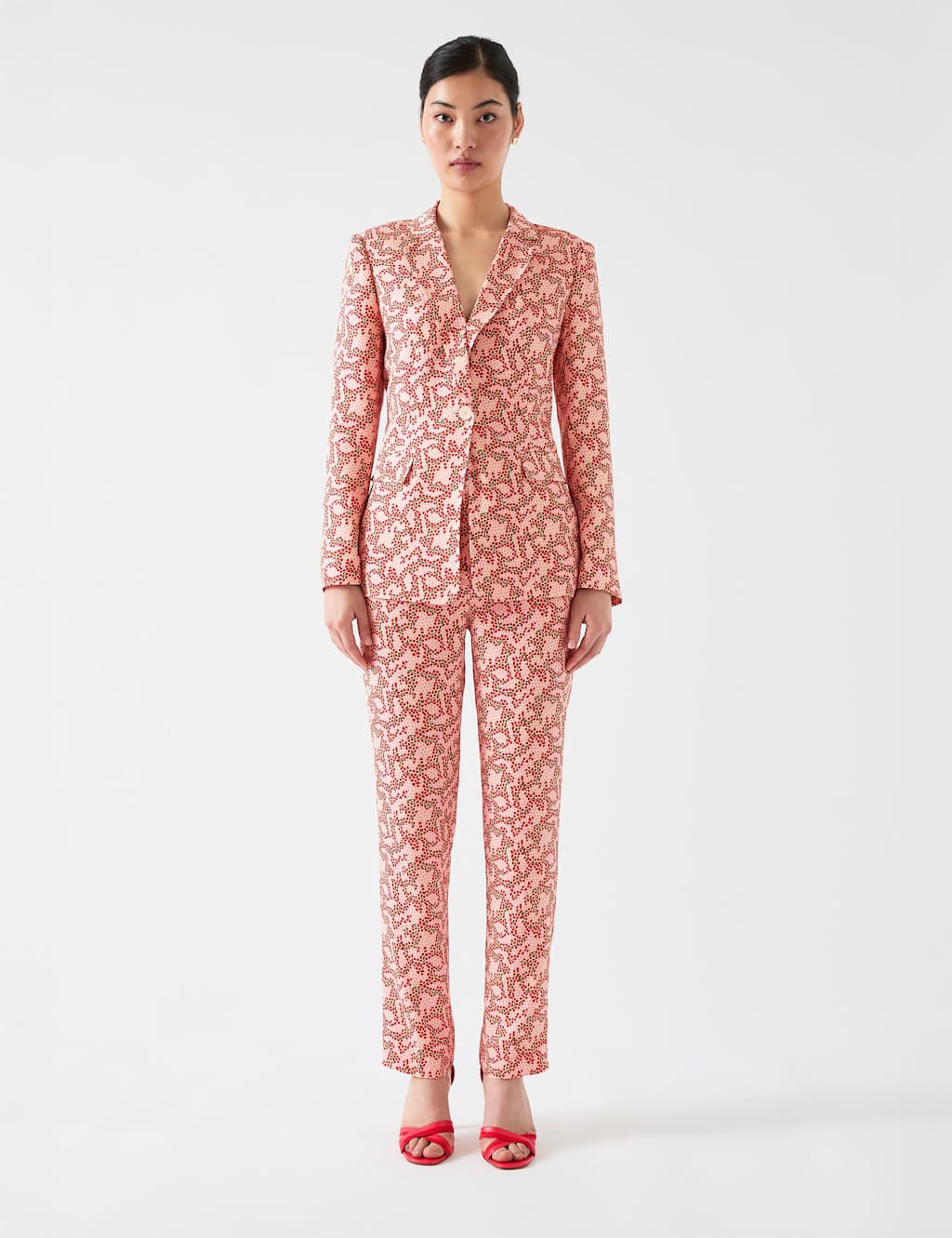 Lk Bennett Female Rebecca Printed Blazer - 10 - Red Mix, Red Mix
