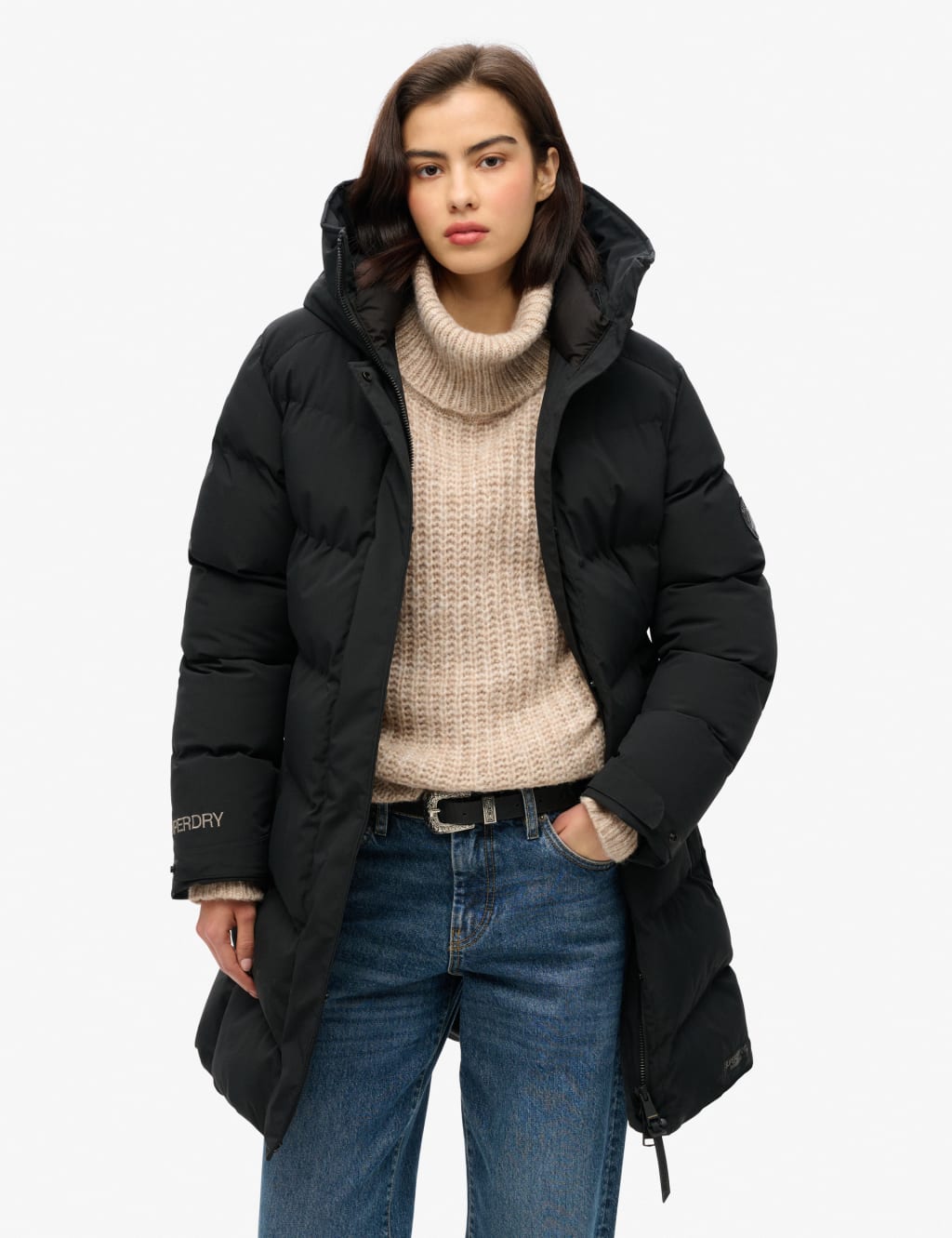 Superdry Female Hooded Puffer Jacket - 8 - Black, Black