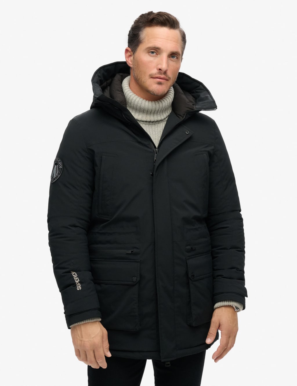 Superdry Male Padded Parka Jacket - L - Black, Black,Navy,Brown