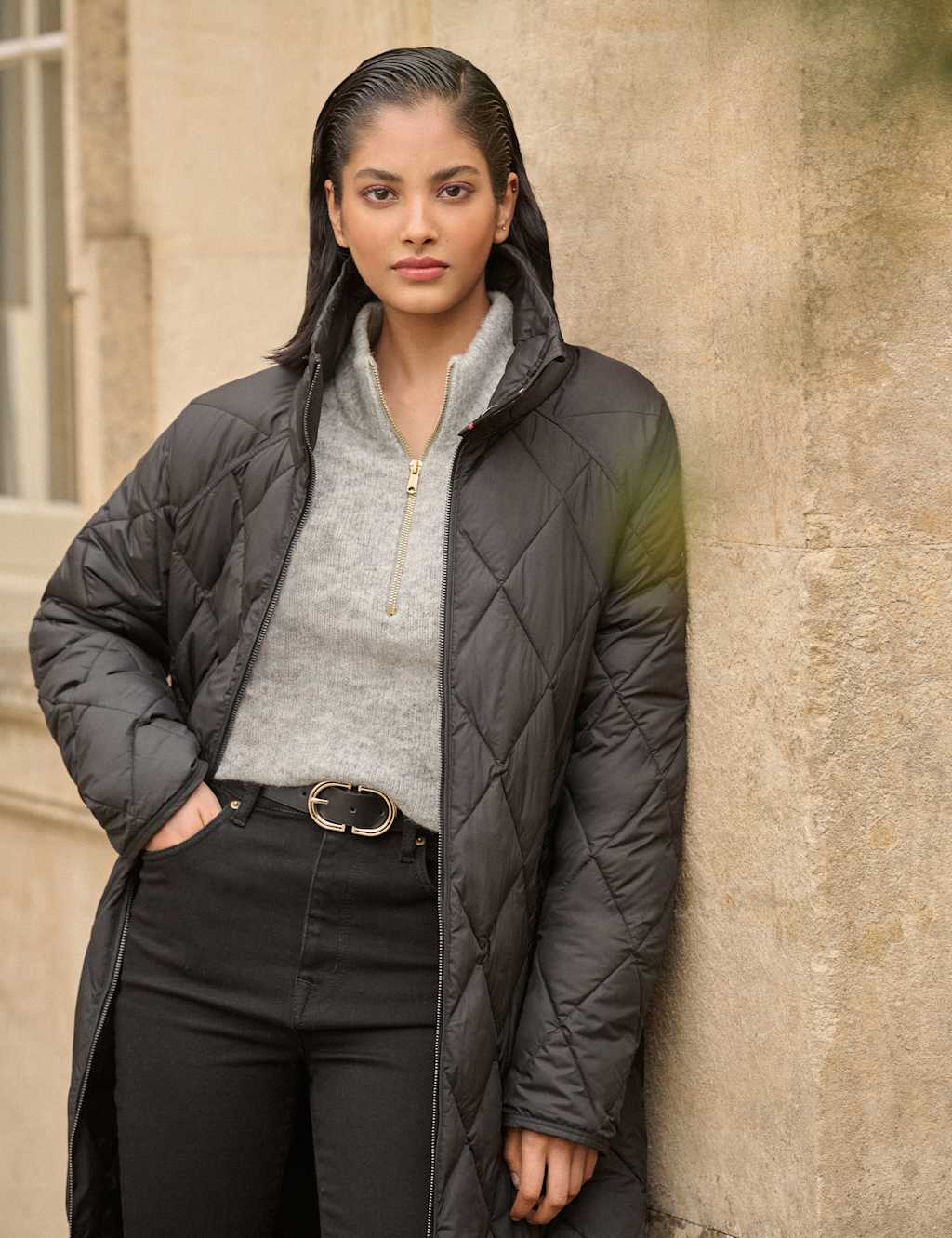 Superdry Female Quilted Padded Relaxed Longline Mac - 12 - Black, Black