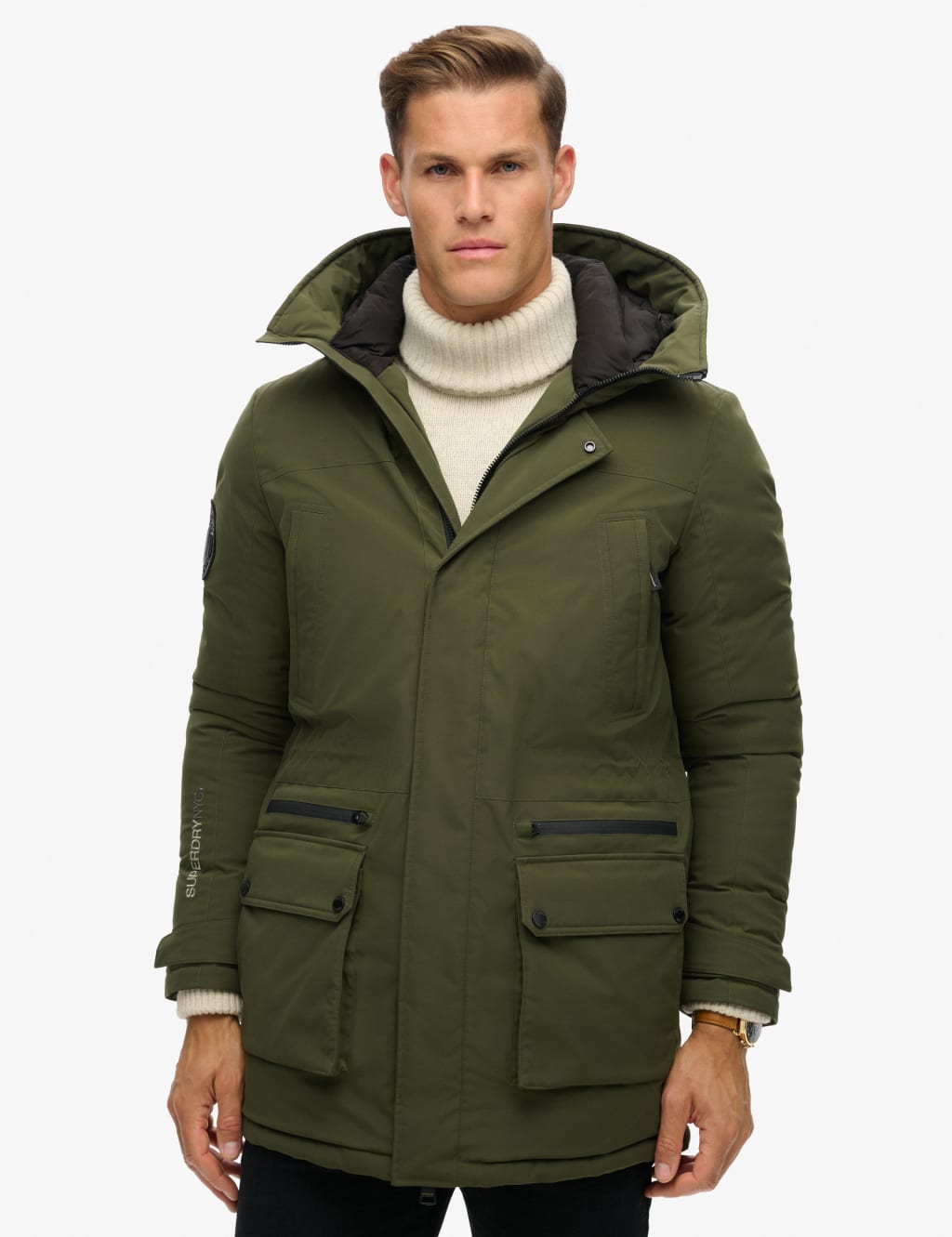 Superdry Male Hooded Padded Parka Jacket - M - Khaki, Khaki