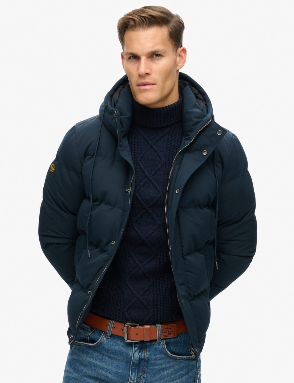 Superdry Male Hooded Padded Quilted Puffer Jacket - Navy, Navy