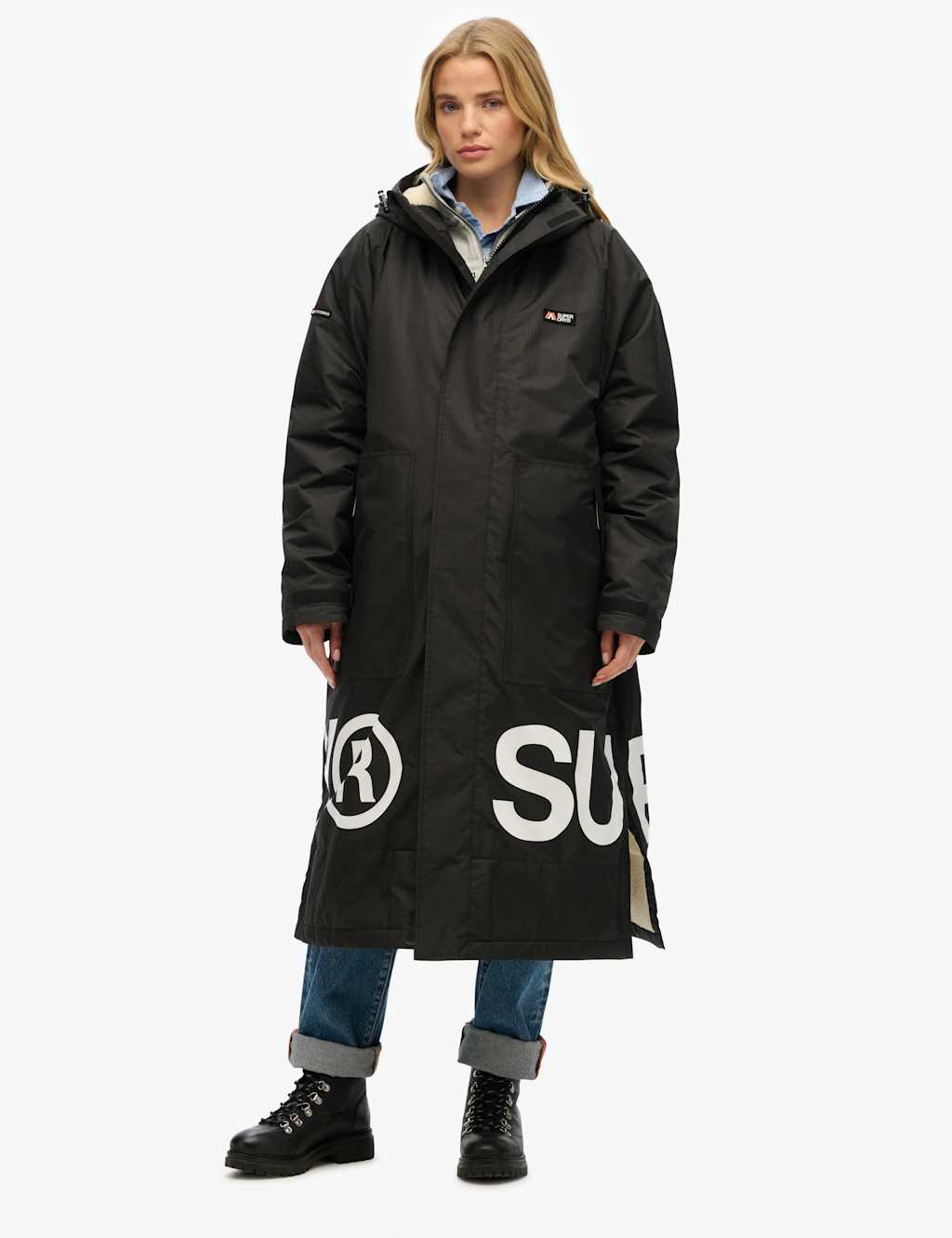 Superdry Female Water Resistant Hooded Changing Robe - Black, Black