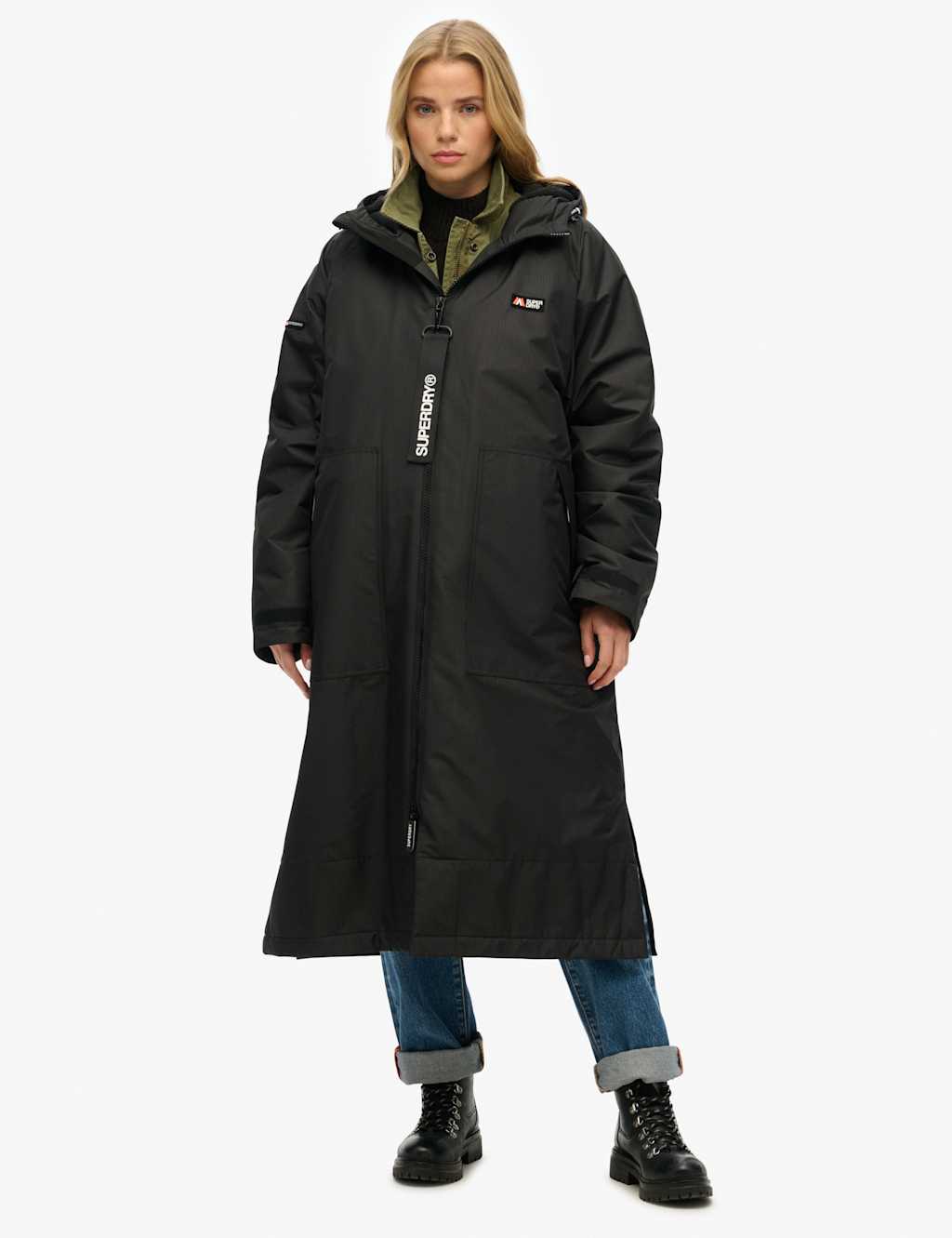 Superdry Female Water Resistant Hooded Changing Robe - Black, Black