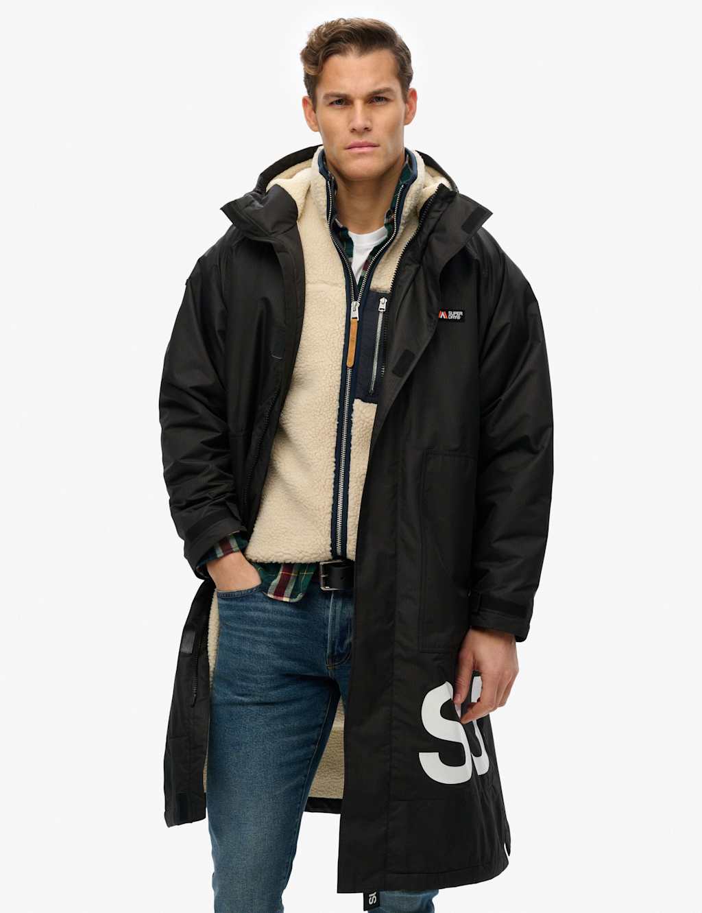 Superdry Male Hooded Water Resistant Changing Robe - Black, Black