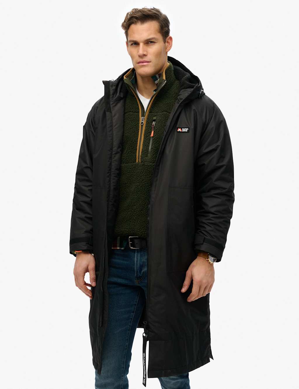Superdry Male Borg Lined Hooded Windbreaker Jacket - Black, Black