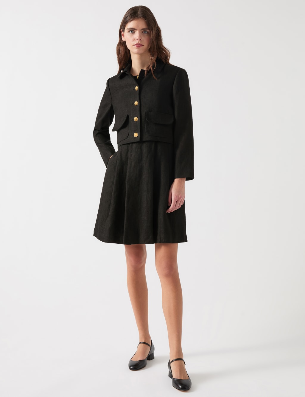 Lk Bennett Female Pure Linen Cropped Jacket - 6 - Black, Black