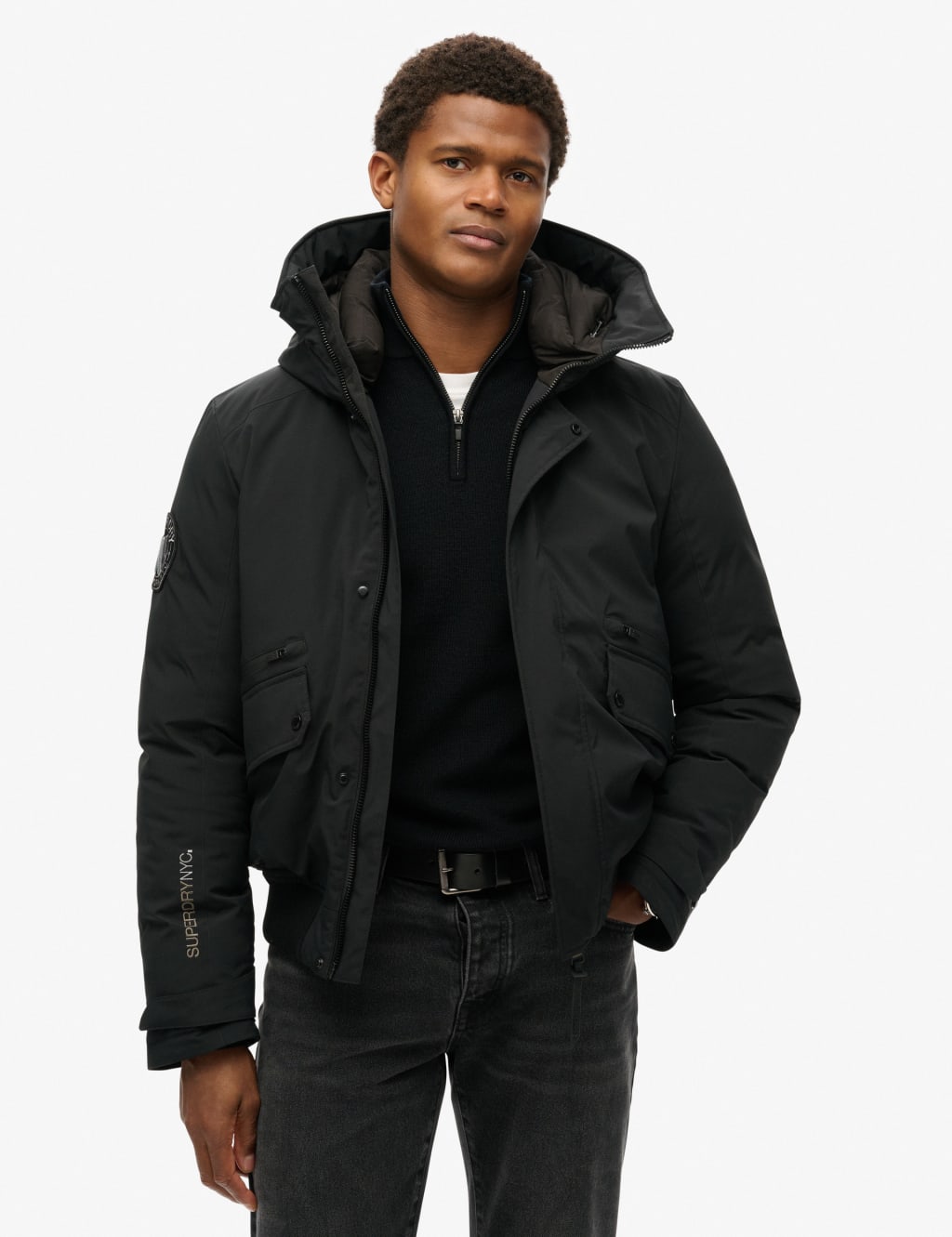 Superdry Male Padded Hooded Bomber Jacket - Black, Black