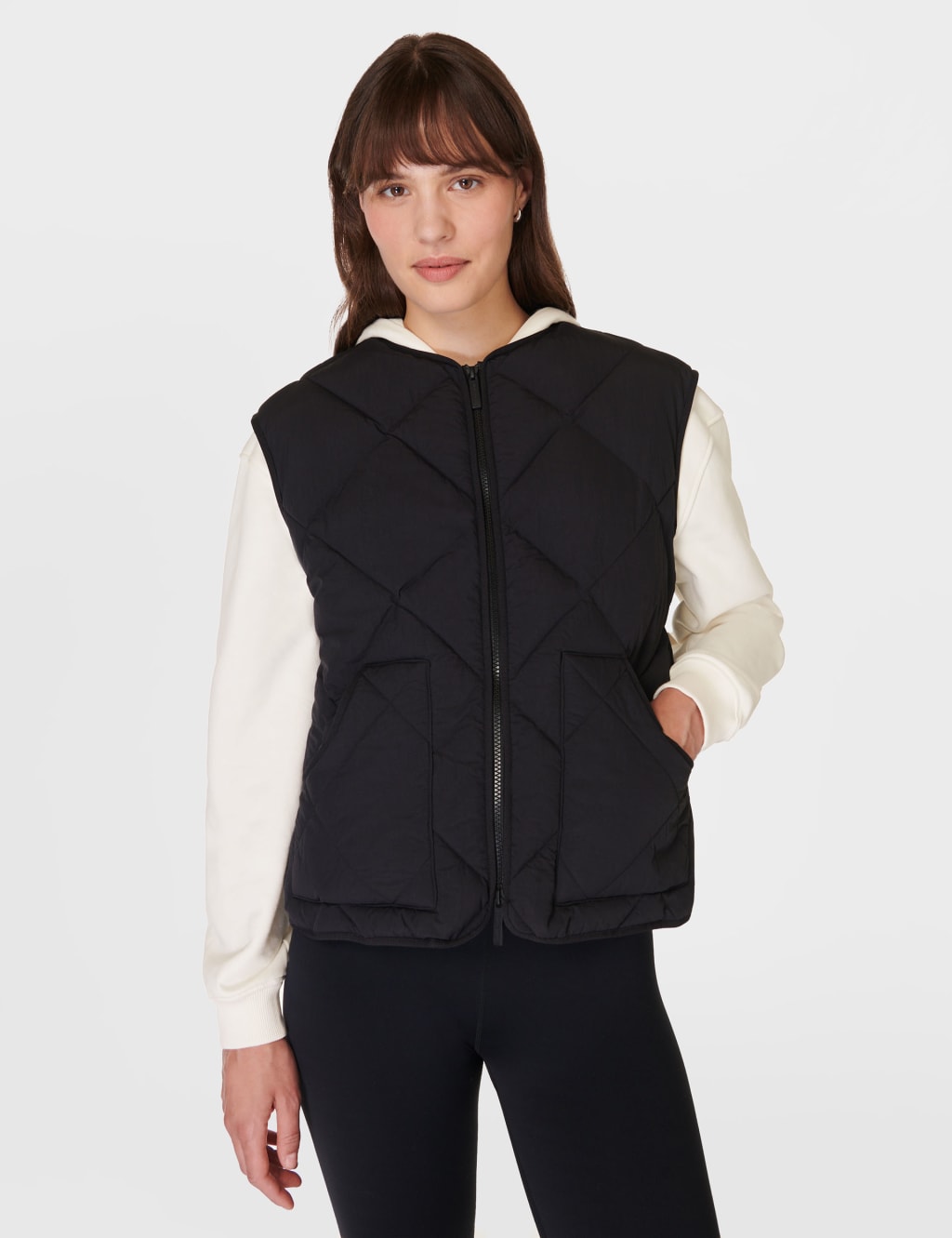 Sweaty Betty Female On The Move Quilted Padded Zip Up Gilet - Black, Black