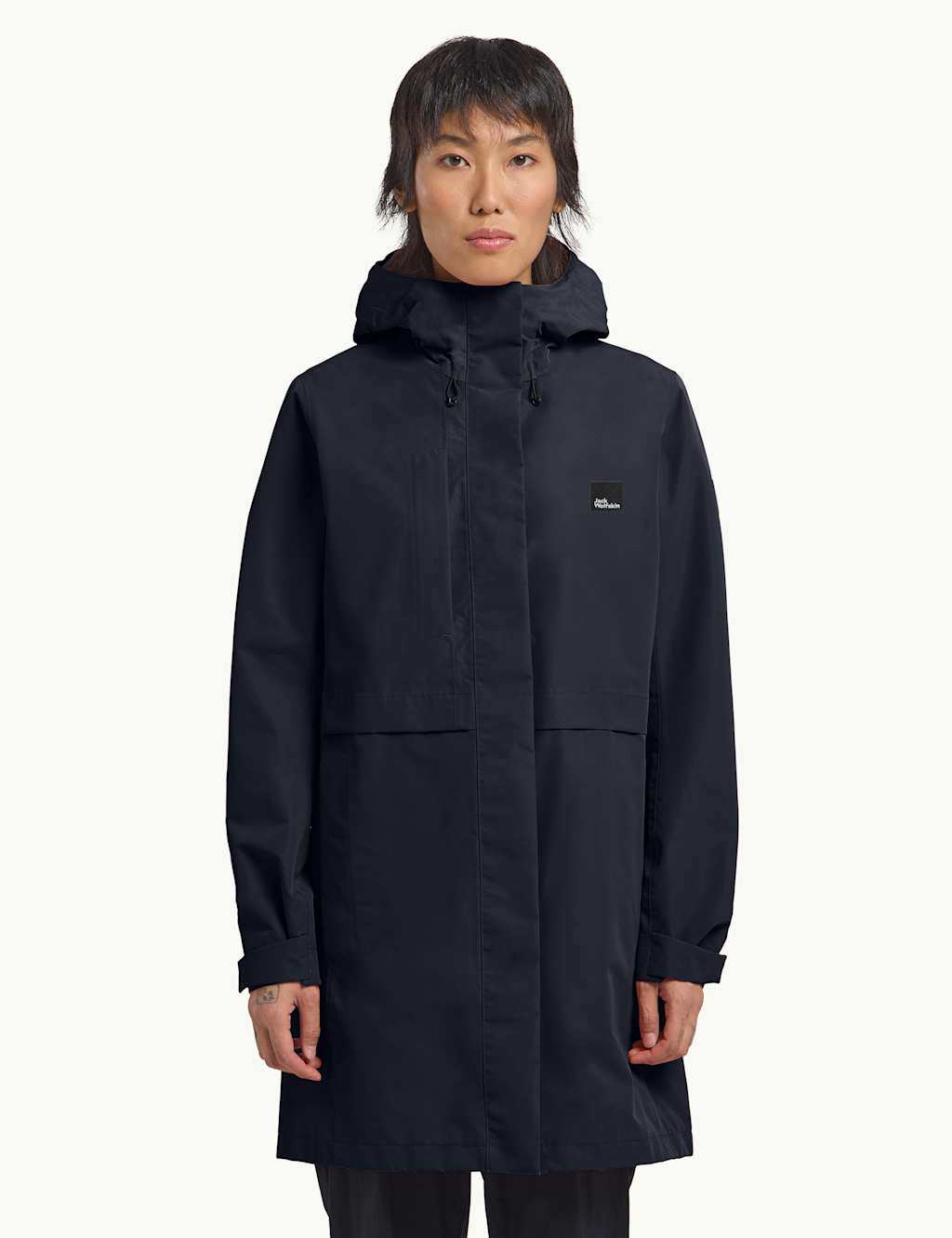 Jack Wolfskin Female Terraview 2 Layer Hooded Parka Coat - M - Navy, Navy