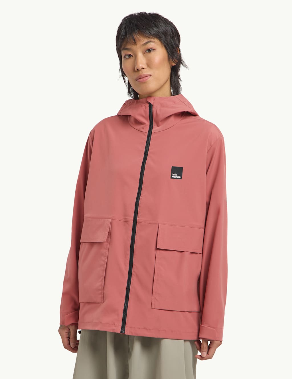 Jack Wolfskin Female Terracade Hooded Rain Jacket - S - Red, Red