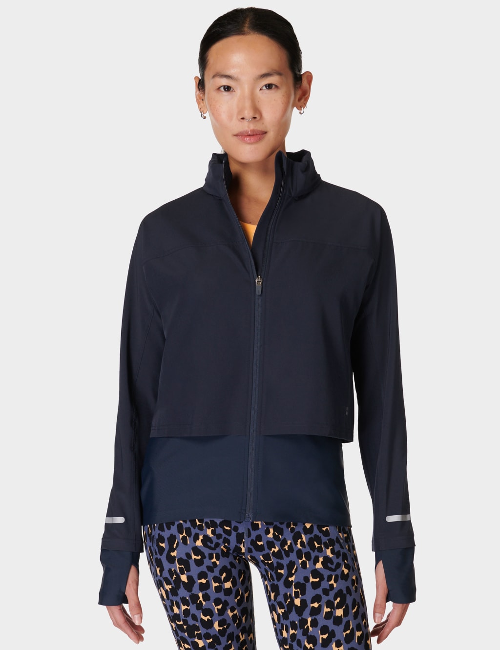 Sweaty Betty Female Fast Track Funnel Neck Running Jacket - M - Navy, Navy
