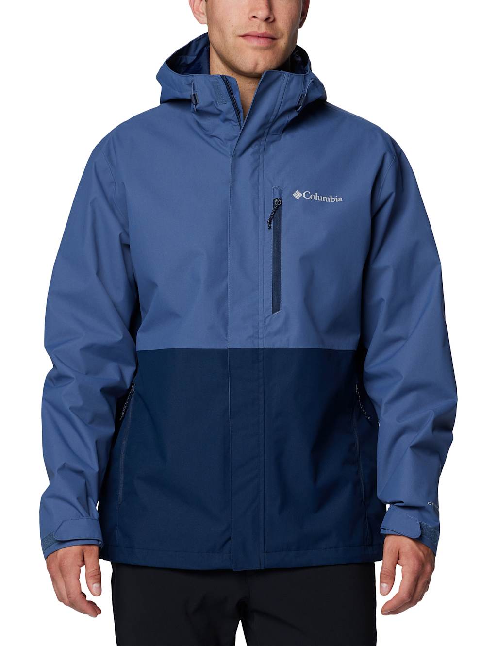 Columbia Male Hikebound II Waterproof Hooded Raincoat - L - Navy Mix, Navy Mix,Orange Mix
