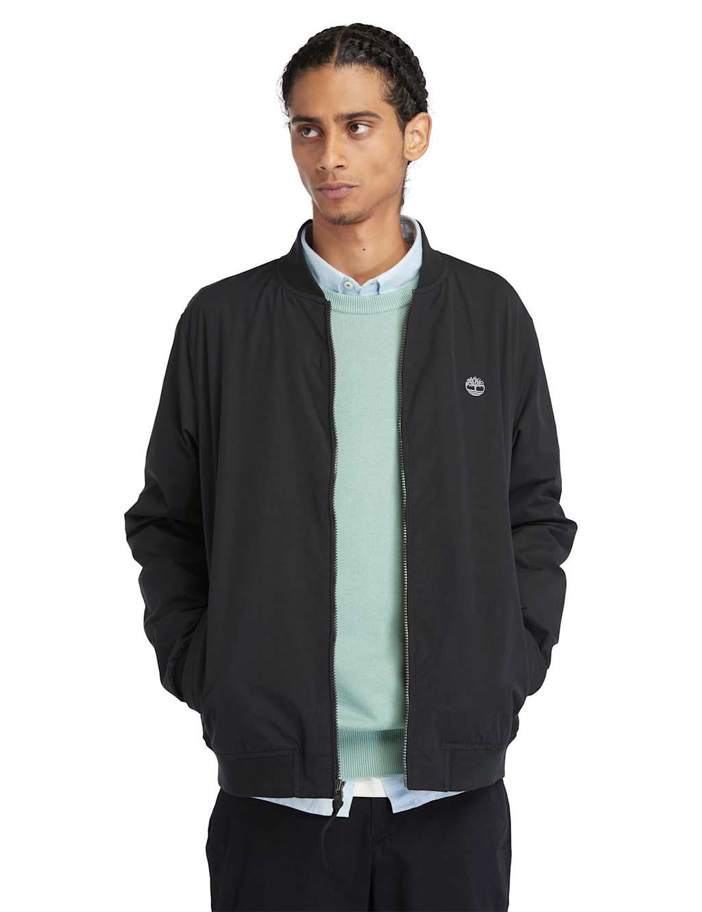 Timberland Male Cotton Blend Water Repellent Bomber Jacket - XXL - Black, Black,Dark Khaki