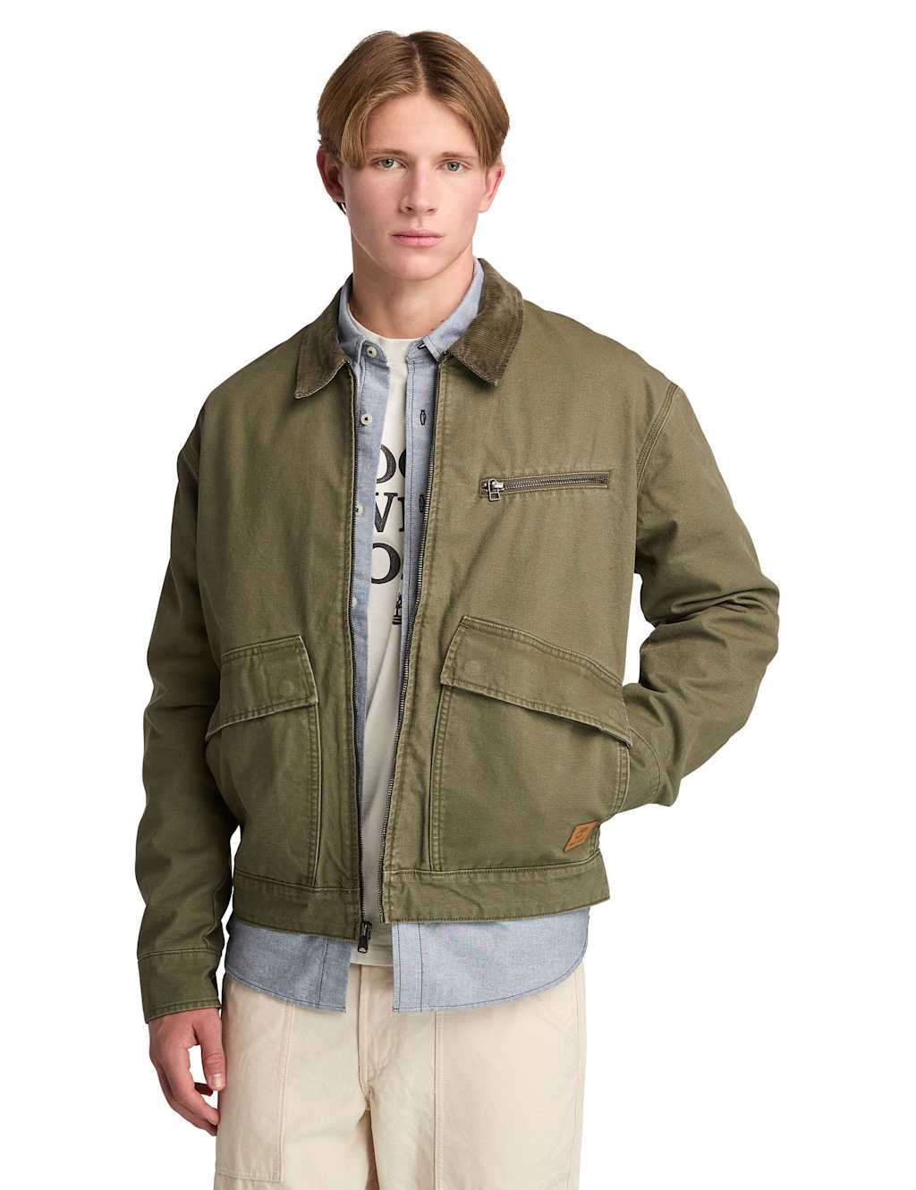 Timberland Male Pure Cotton Canvas Jacket - M - Khaki, Khaki