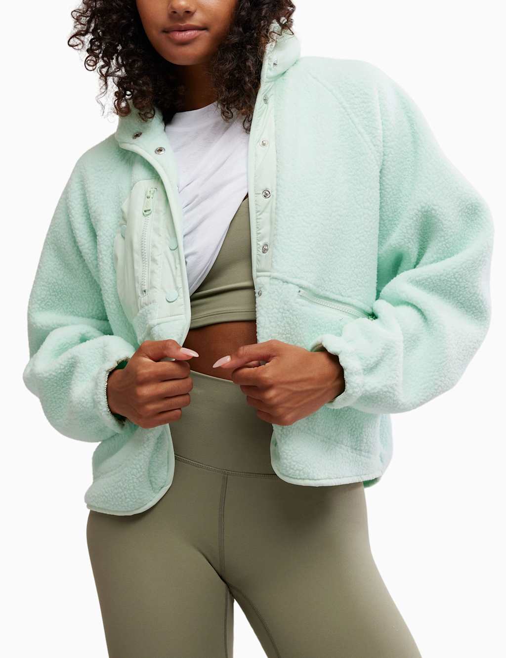 Fp Movement Female Hit The Slopes Fleece Jacket - M - Mint, Light Blue,Mint