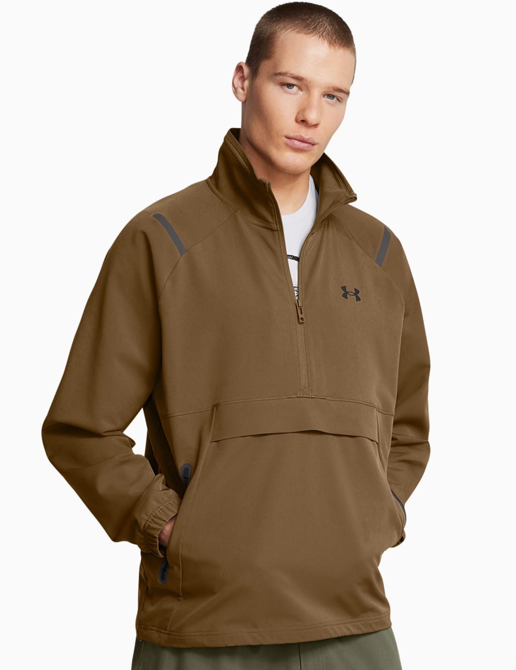 Under Armour Male Unstoppable Half Zip Anorak - M - Tan, Tan
