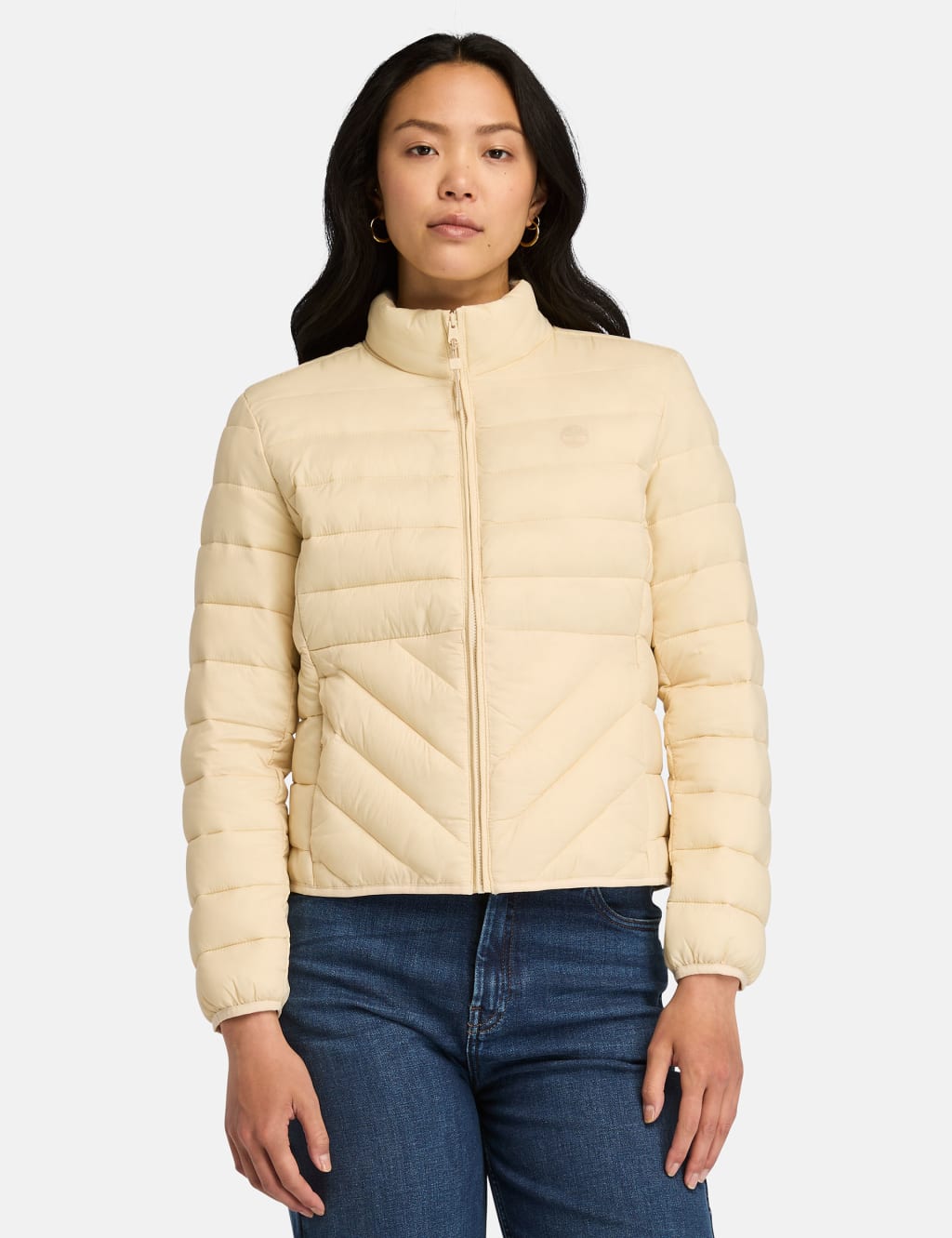 Timberland Female Axis Peak Lightweight Padded Puffer Jacket - M - Cream, Cream,Dark Blue