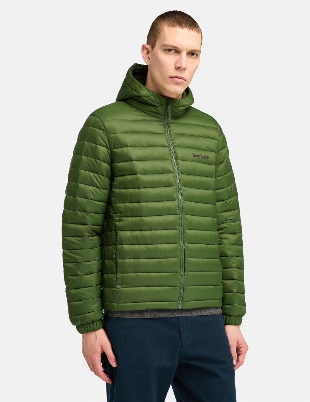 Timberland Male Axis Peak Hooded Quilted Puffer Jacket - Dark Green, Black,Dark Green