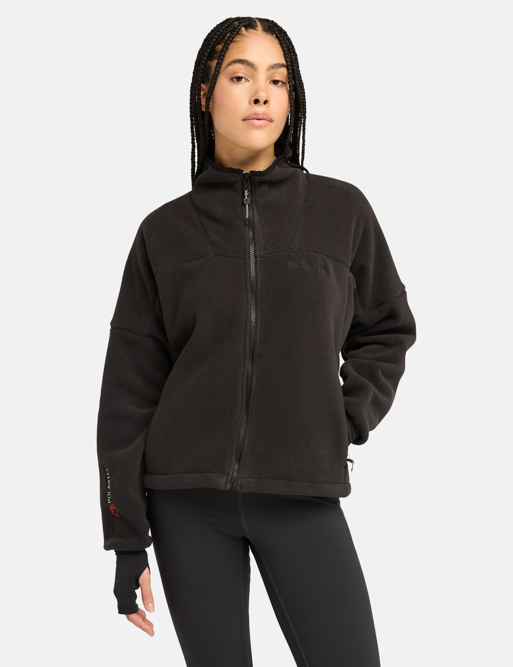 Timberland Female Funnel Neck Fleece Jacket - Black, Black,Cream