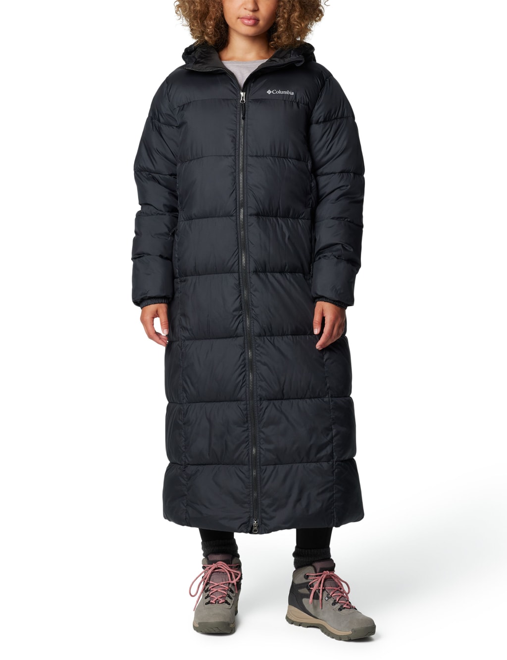 Columbia Female Puffect II Hooded Padded Coat - M - Black, Stone,Black