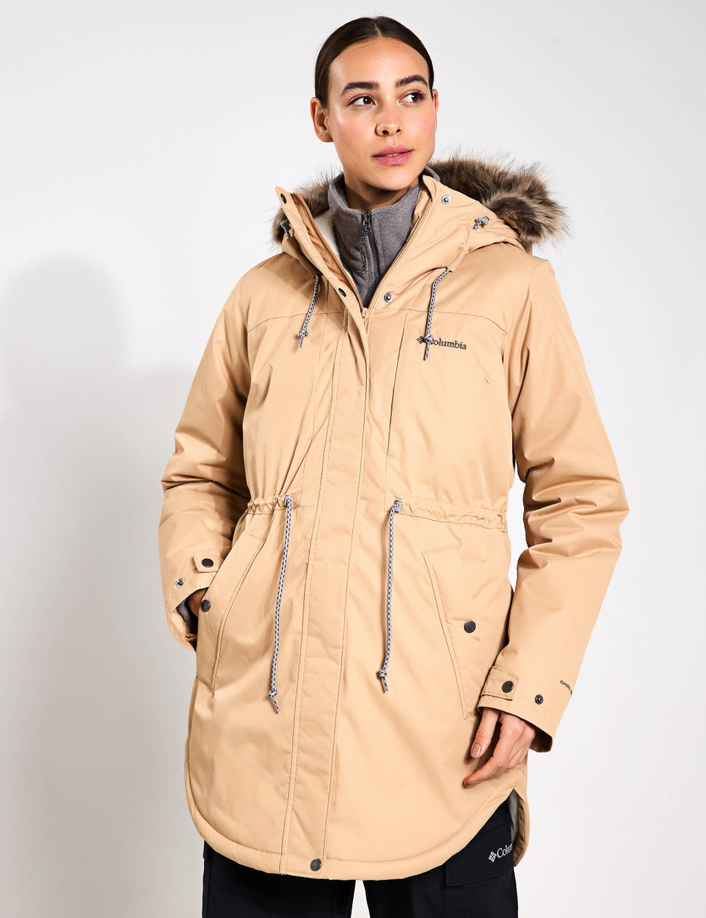 Columbia Female Suttle Mountain II Padded Hooded Parka Coat - Ecru, Ecru