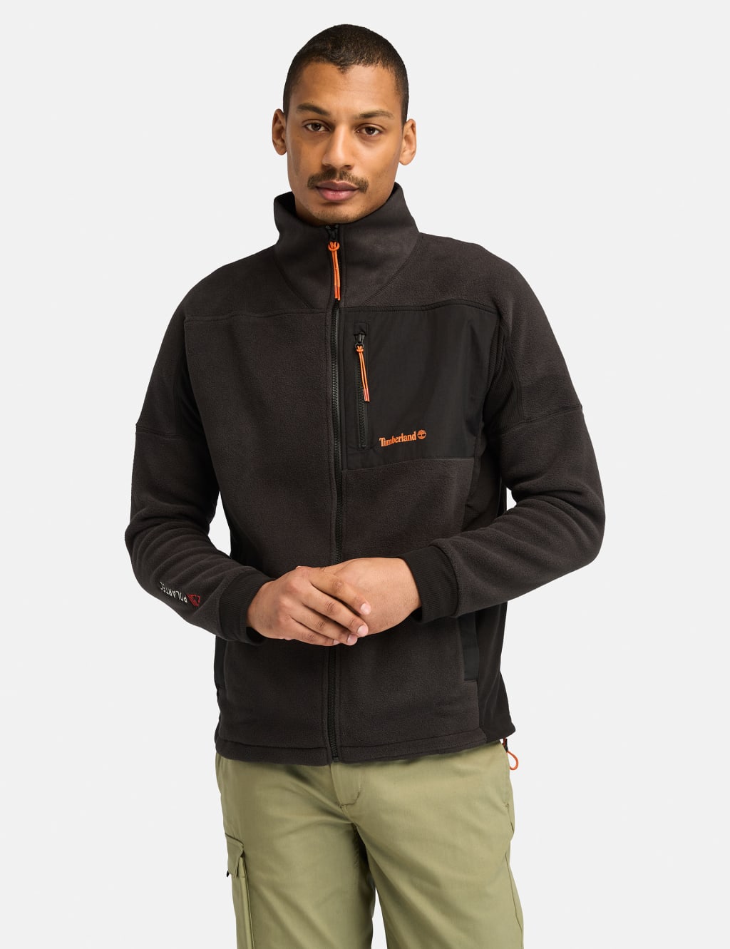 Timberland Male Mix Media Polartec Fleece Zip Up Jacket - Black, Khaki,Black