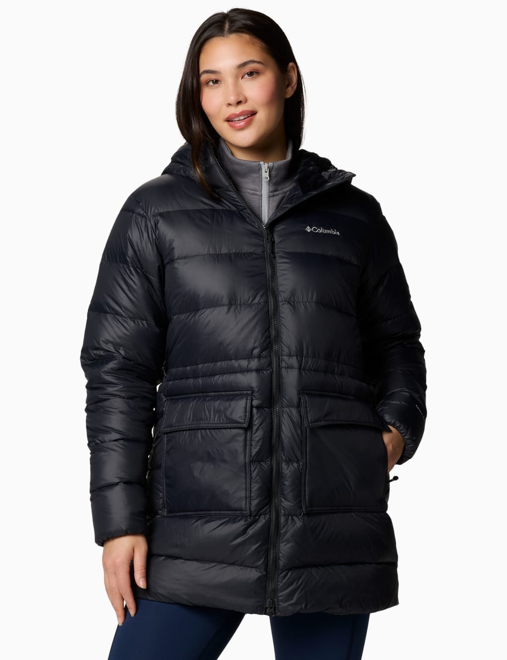 Columbia Female Harmony Falls Hooded Puffer Jacket - Black, Black,Stone