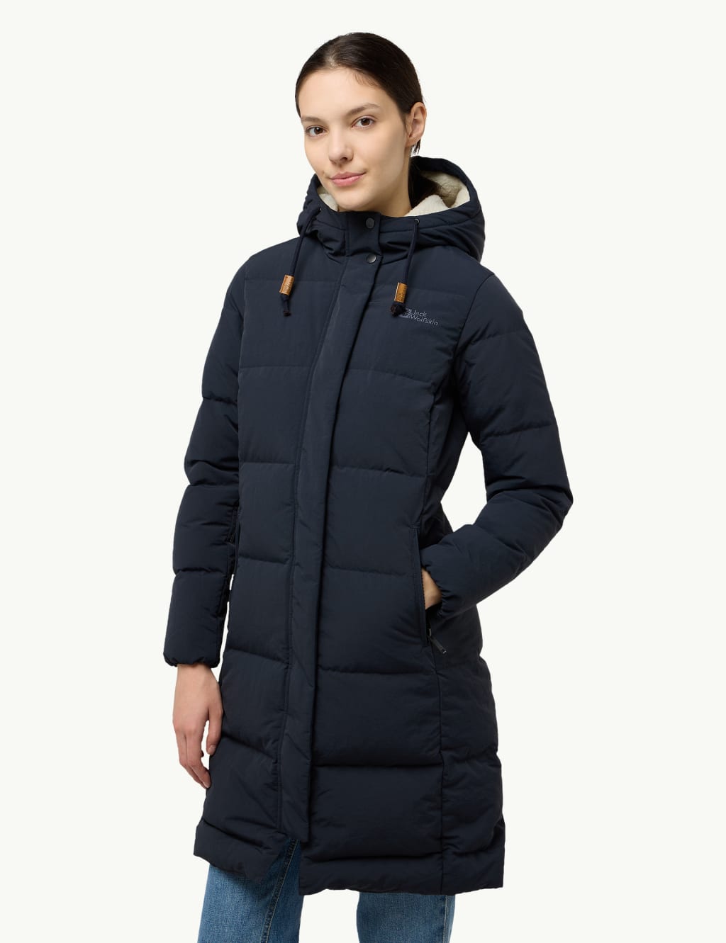 Jack Wolfskin Female Nordlicht Feather & Down Hooded Puffer Coat - 12 - Dark Navy, Dark Navy