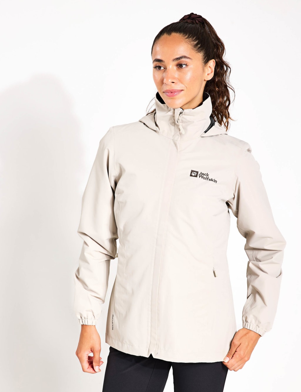 Jack Wolfskin Female Stormy Point 2L Waterproof Raincoat - 12 - Ivory, Ivory