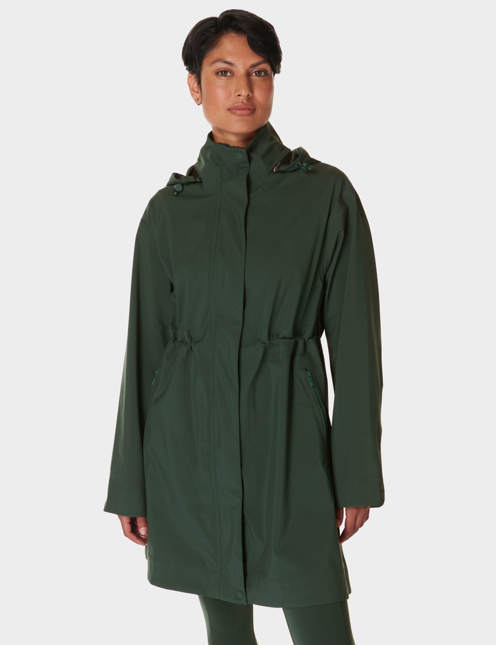 Sweaty Betty Female Guide Waterproof Longline Parka - Dark Green, Dark Green,Dark Grey