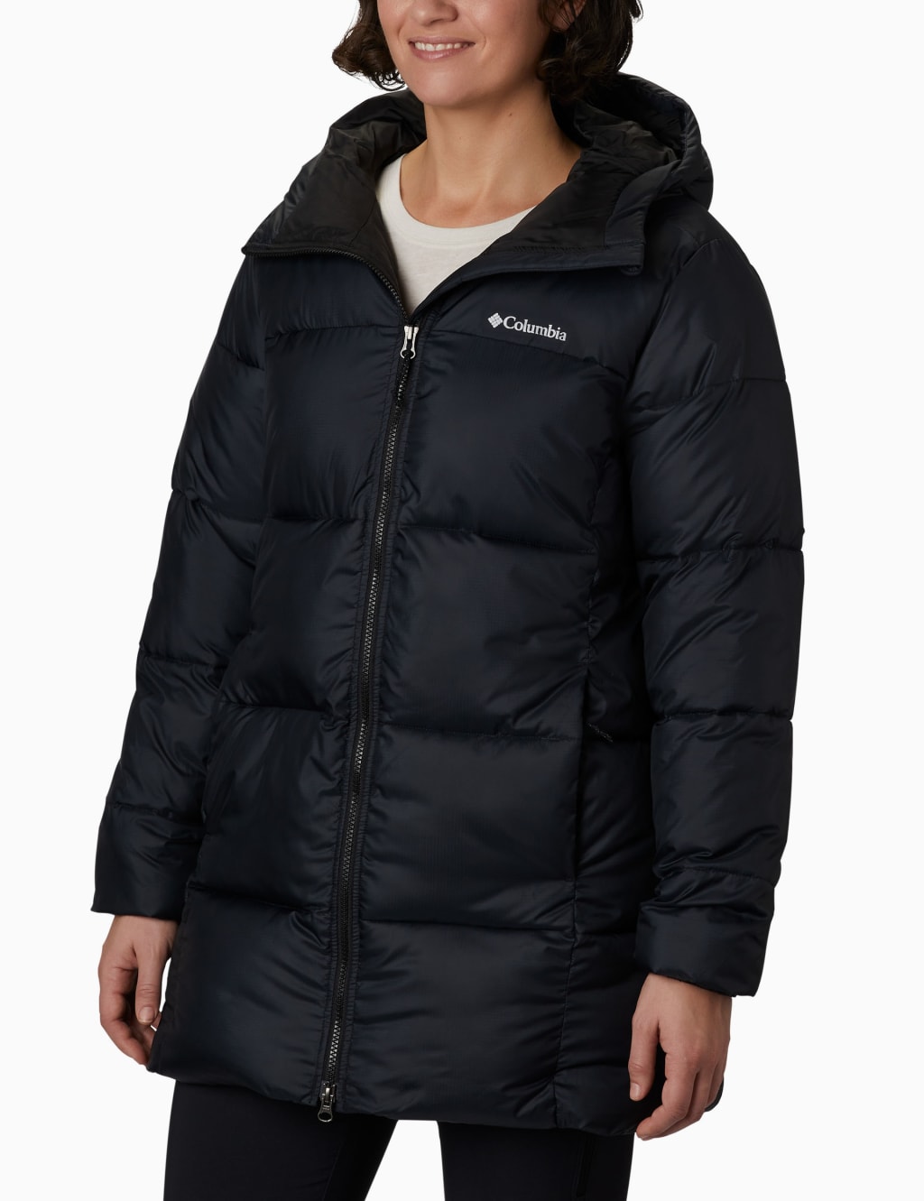 Columbia Female Puffect II Hooded Padded Puffer Jacket - M - Black, Dark Purple,Black