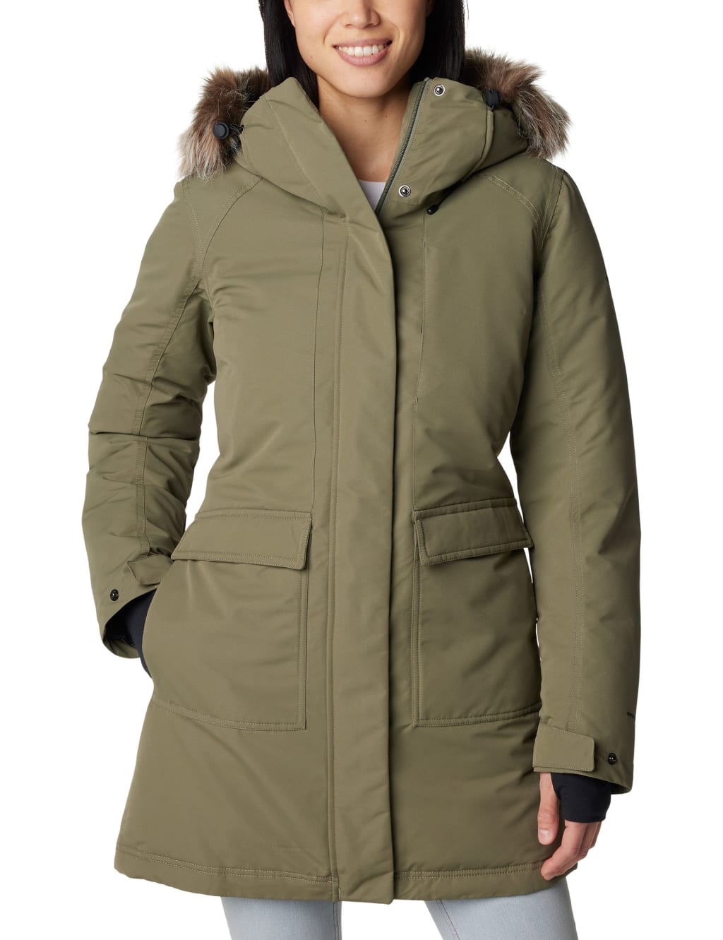 Columbia Female Little Si II Padded Hooded Parka Coat - Khaki, Khaki,Black